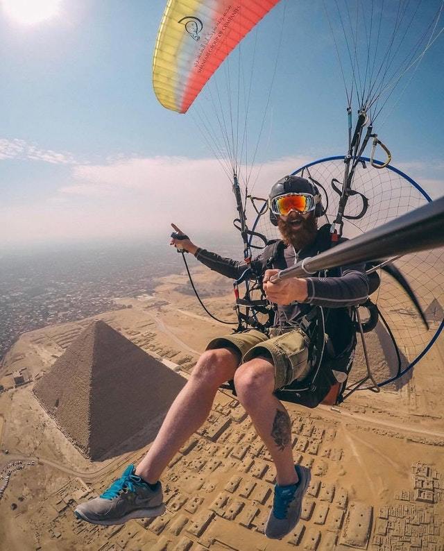 This is what I mean by selfie - Selfie, Paraglider, Pyramid, Egypt