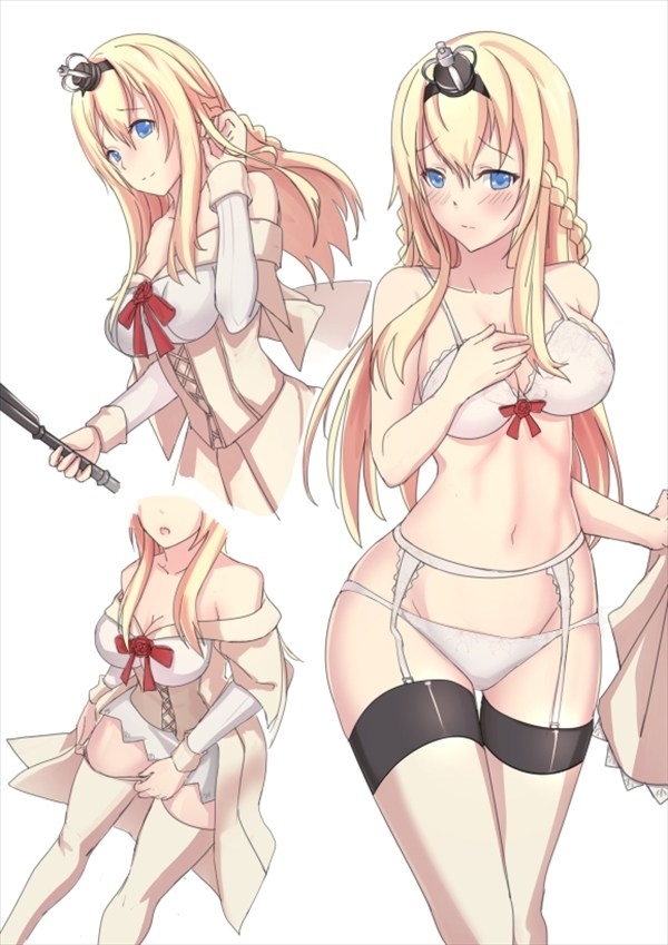 Warspite (Artist: Antiqq) - NSFW, Kantai collection, Anime, Anime art, Warspite, Underwear, Stockings, Longpost