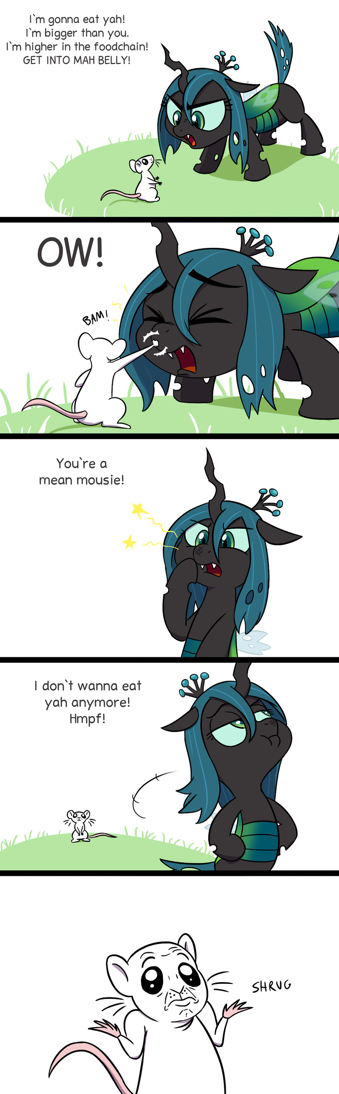 I will eat you! - My little pony, Queen chrysalis, Comics, Mouse, Longpost