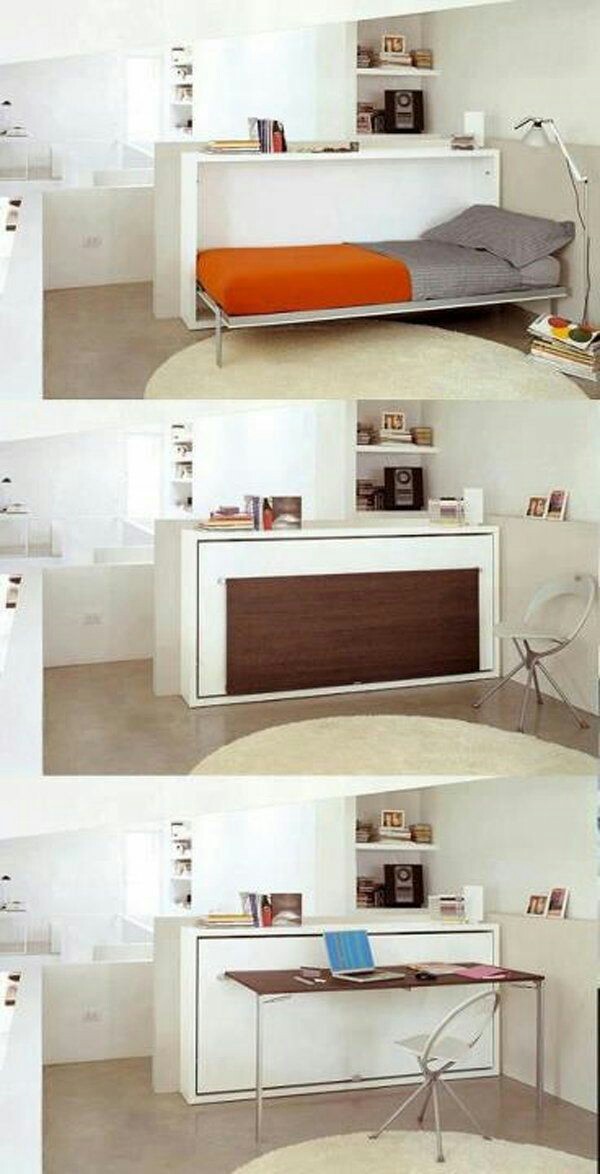 Folding bed in a small apartment - Pinterest, Interior, Furniture, , Longpost