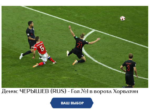 FIFA will determine by Internet voting the most beautiful goal - 2018 FIFA World Cup, Football, Vote, The strength of the Peekaboo, Russia, Denis Cheryshev, Best Goal, Video