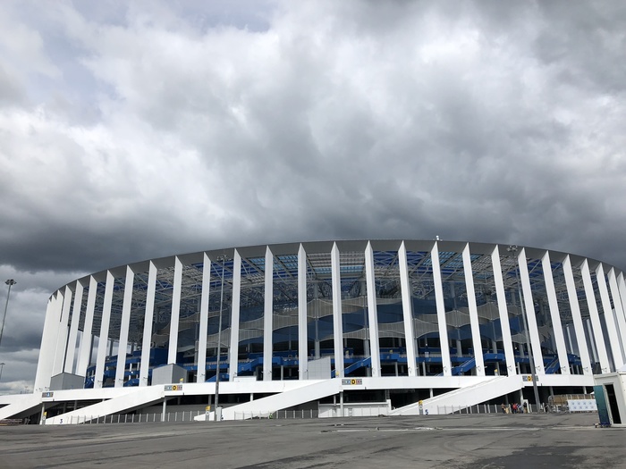 Nizhny Novgorod Stadium (before the start of the matches, or after) Do not judge strictly, I just decided to share it. I will write a comment for the cons. - Stadium, My, Longpost, Soccer World Cup, Nizhny Novgorod