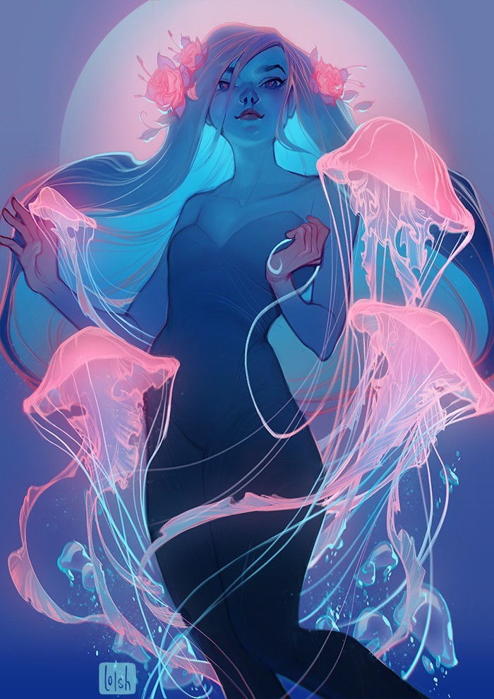 Medusozoa - Арт, Рисунок, Девушки, Медуза, Lois Van baarle, Loish