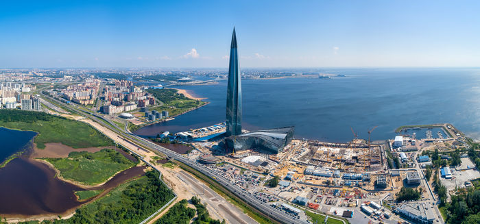 Another panorama of Lakhta - My, Lakhta Center, Saint Petersburg, Primorskoye Shosse, , Neva Bay, Tower, Quadcopter