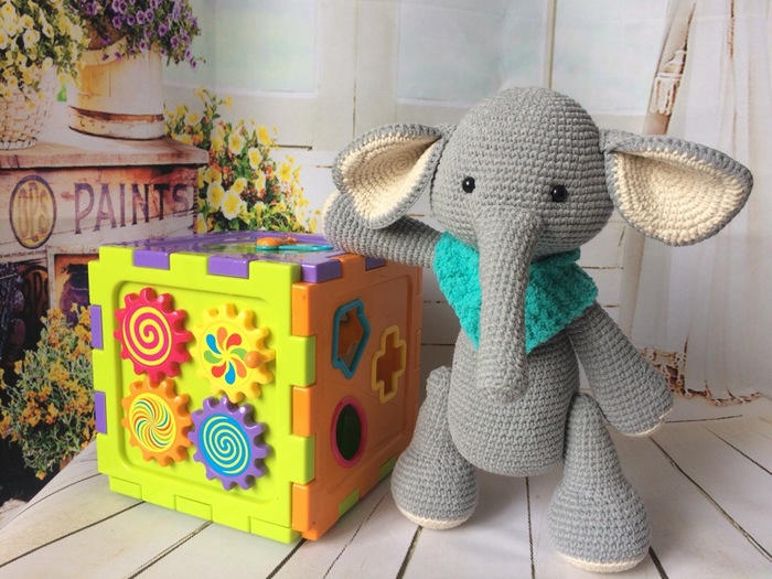 eared baby - Longpost, My, Handmade, Baby elephant, Crochet, My