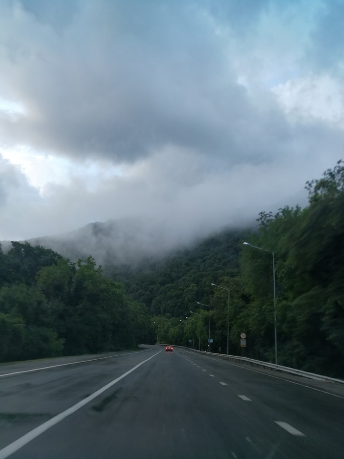 Mainly cloudy, - My, Weather, The mountains, Behind the wheel