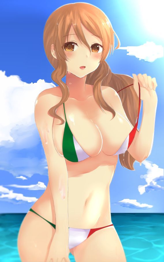 Littorio (Artist: Moshoko) - NSFW, Kantai collection, Anime, Anime art, Littorio, Swimsuit