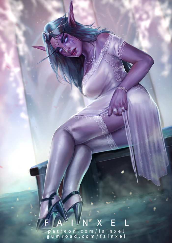 Tyrande! - NSFW, Tyrande Whisperwind, World of warcraft, Games, Fainxel, Beautiful girl, Elves