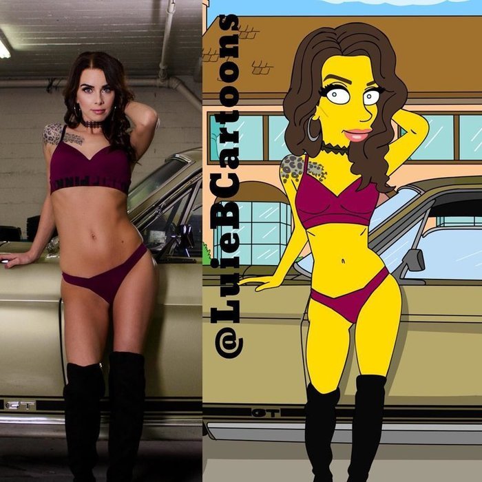 Дизайнер превращает обычных людей в героев мультсериала "Симпсоны" девушки, симпсоны, рисунок, длиннопост