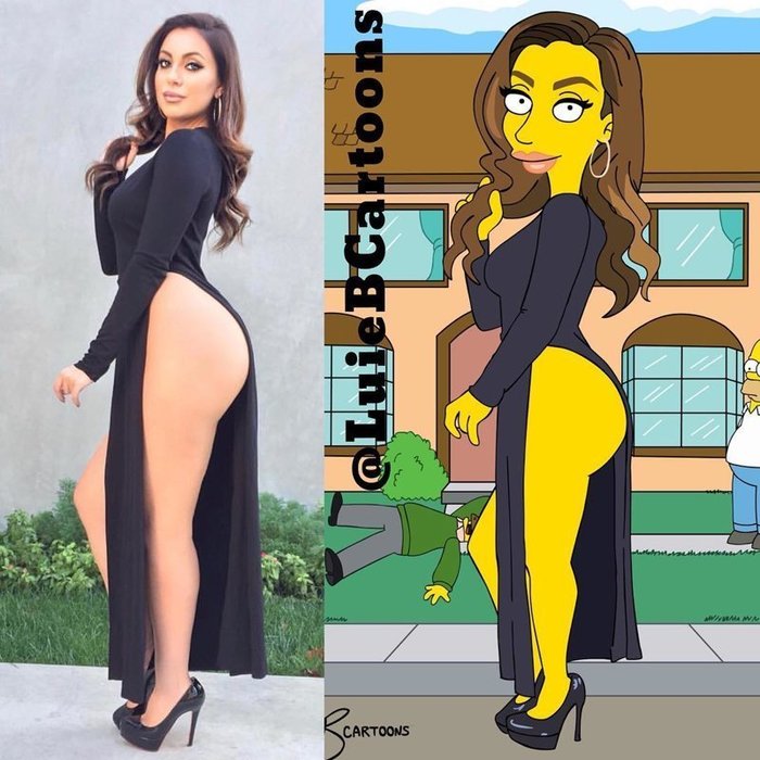 Дизайнер превращает обычных людей в героев мультсериала "Симпсоны" девушки, симпсоны, рисунок, длиннопост