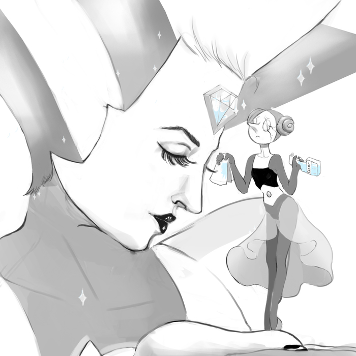 White with Pearl and Peridot - My, Steven universe, Art, Cartoons, Photoshop, White Diamond, Peridot