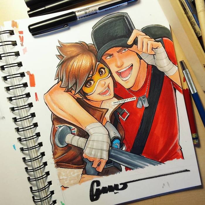 Scout and OW Tracer by Omar Dogan (x-post from /r/OverWatch) : r/tf2