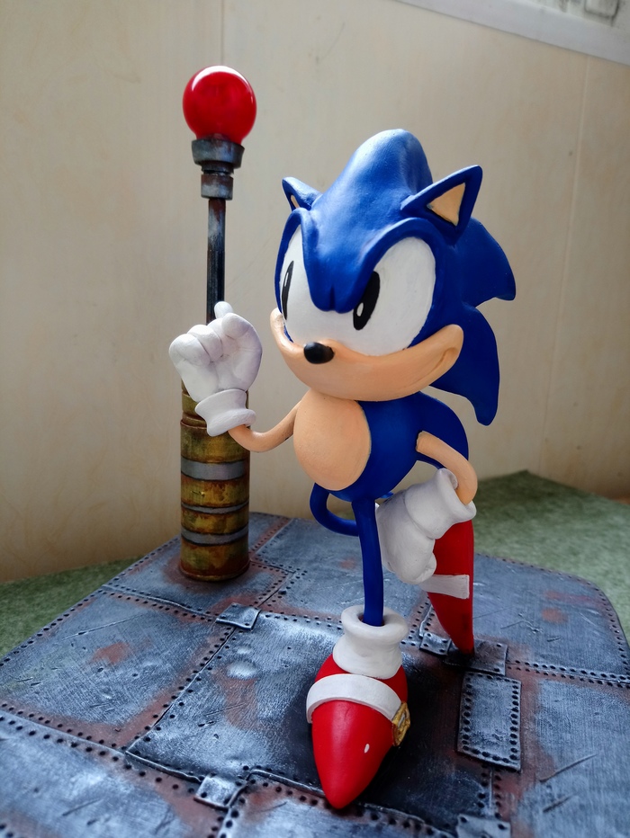 Sonic the hedgehog (hand-made figurine) - My, Sonic the hedgehog, Longpost, The photo, My, Creation, Art, Interesting, Games