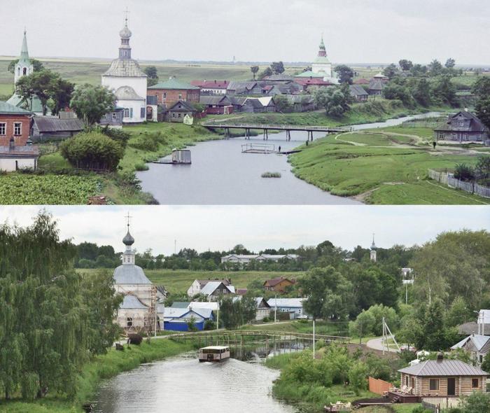 Suzdal, Kamenka river. In 1912 and today. - Russia, The photo, Suzdal, It Was-It Was