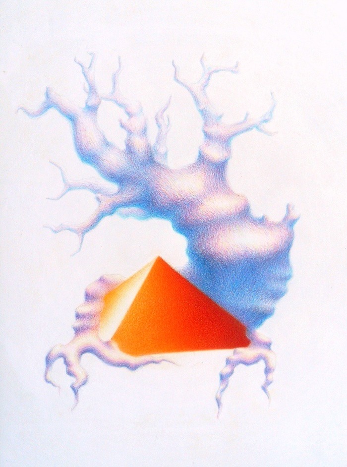Some tree - My, Art, Drawing, Tree, Colour pencils, Pyramid, Purple, Nature, Abstraction