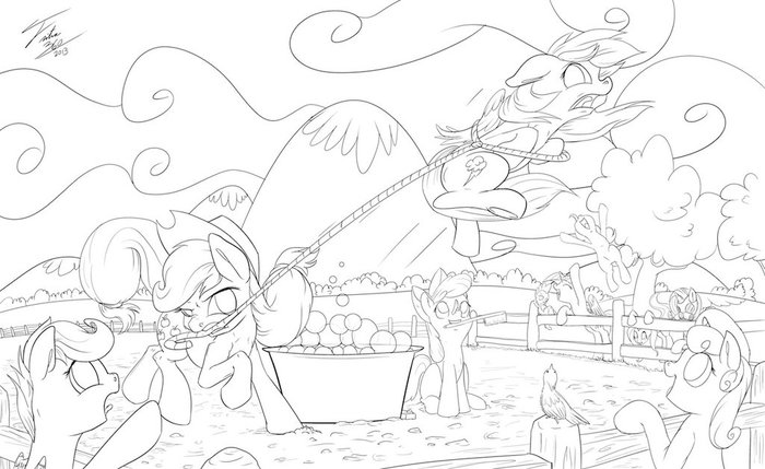 Get Down Here! My Little Pony, Applejack, Rainbow Dash, Applebloom, Scootaloo, Sweetie Belle, Mane 6, Cutie Mark Crusaders, , Tsitra360, Vest