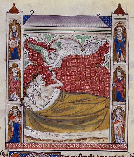 Two white men in bed with a black man - League of Historians, Art history, Miniature, 15th century, Wise men, Longpost