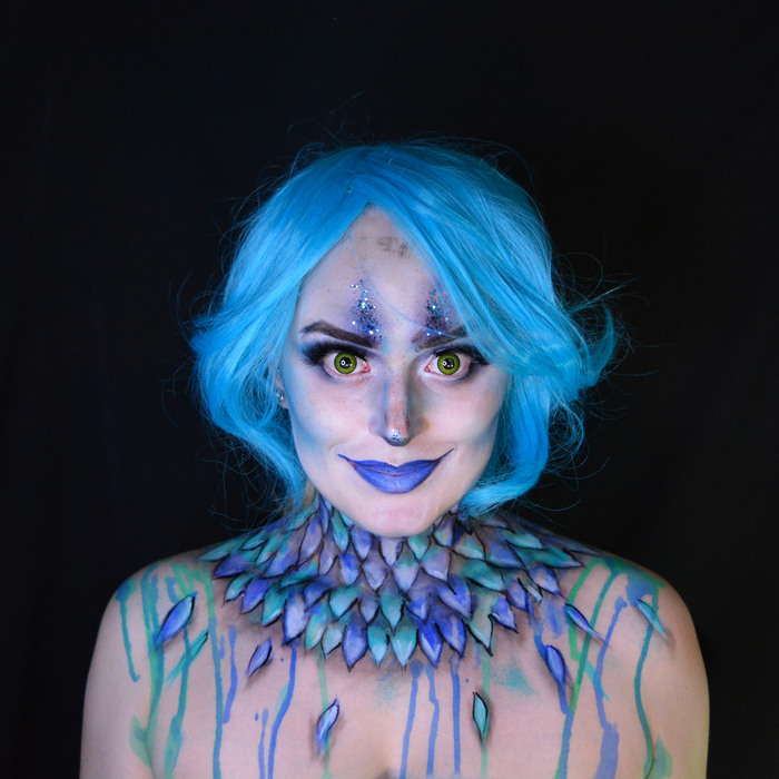 Sirin bird or Halloween makeup - My, Makeup, Bodypainting, , Cosplay