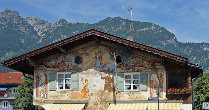 Somewhere in Bavaria - Bavaria, The mountains, Drawing, Priests, House