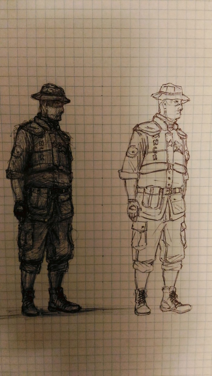 NKR fighter | concept art - Games, Form, Fallout: New Vegas, Fallout, Sketch, Concept, Art, My, New California Republic, Longpost