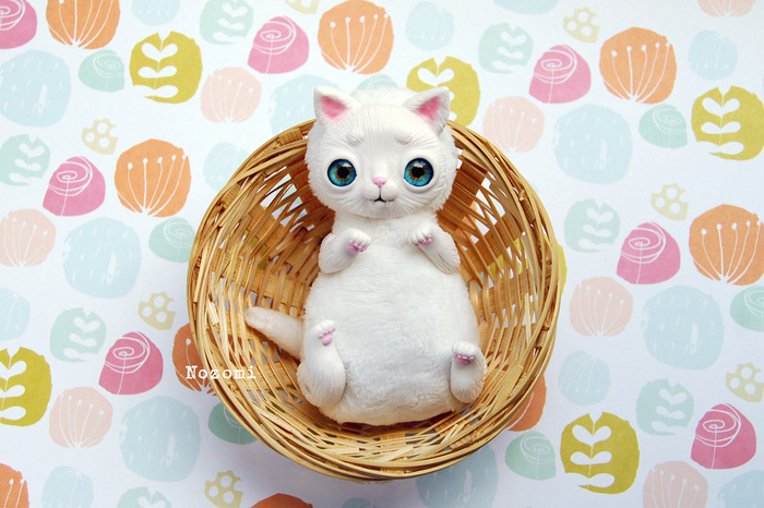 white kitten - My, Handmade, Needlework without process, cat, Toys, Author's toy, Milota, Longpost