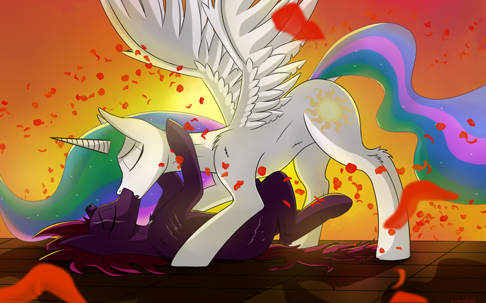 Sunset Love My Little Pony, Tempest Shadow, Princess Celestia, Ponyart, MLP Edge, MLP Lesbian