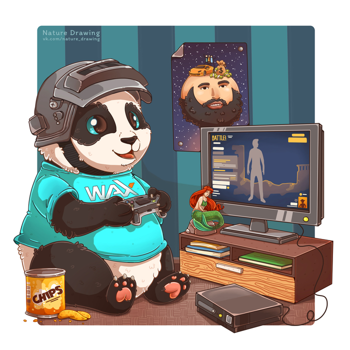Panda and PUBG - My, Drawing, PUBG, Panda, Digital, Digital drawing, Animalistics, Animals, Painting