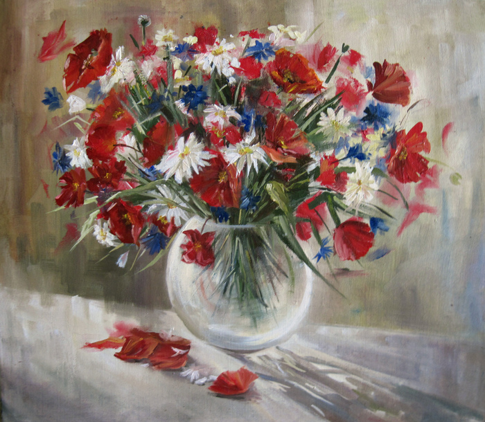 Poppies, oil. - My, , Host, Painting, Art, Color