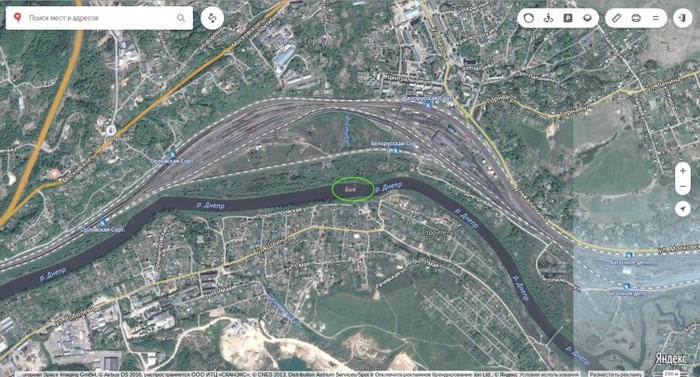 A rare bull will swim to the middle of the Dnieper - My, Smolensk, Dnieper, Yandex maps, Oddities