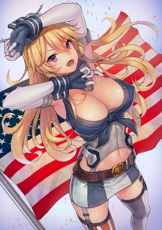 Iowa - NSFW, Kantai Collection, Iowa, Сиськи, Этти, Anime Art, Аниме, Длиннопост