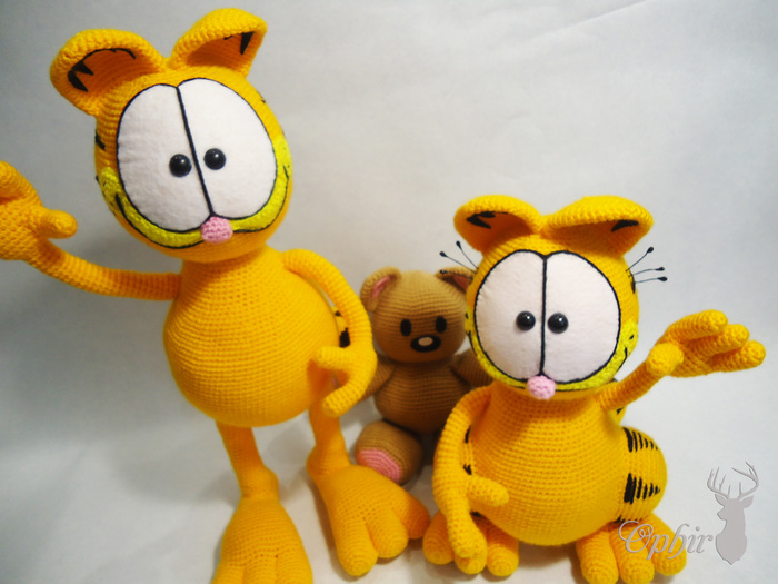 Garfield and Pookie - My, Handmade, Handmade, Garfield, Author's toy, Soft toy, Longpost, The photo