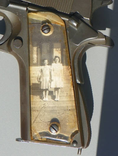 Transparent overlays for pistol grips with photos of family and loved ones, World War II - Story, Weapon, The Second World War, Pistols, The photo, Family, USA, Longpost