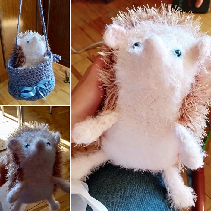 Hedgehog - My, Hedgehog, Knitting, Soft toy, , Crochet