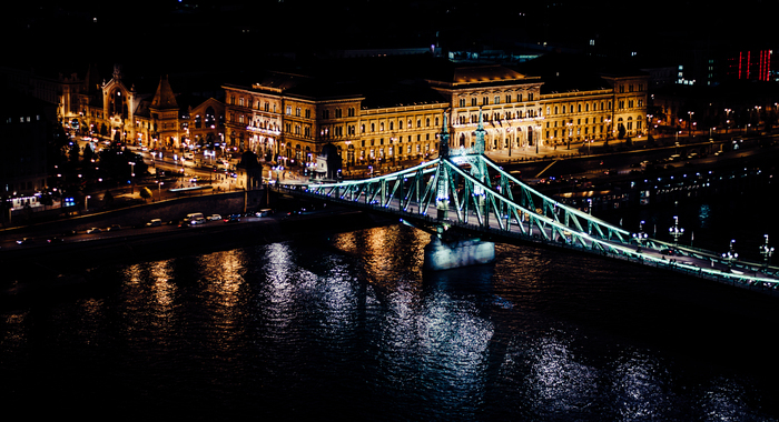 Budapest. View of the Liberty Bridge across the Danube from Mount Gellert. - My, Budapest, Danube, Bridge, , 