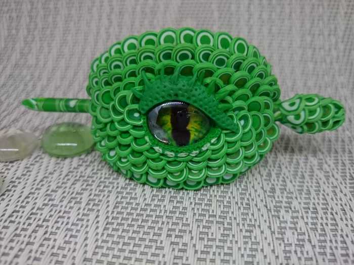 Hairpin dragon's eye) - My, Eye of the Dragon, Barrette, dragon scale, Polymer clay, Longpost