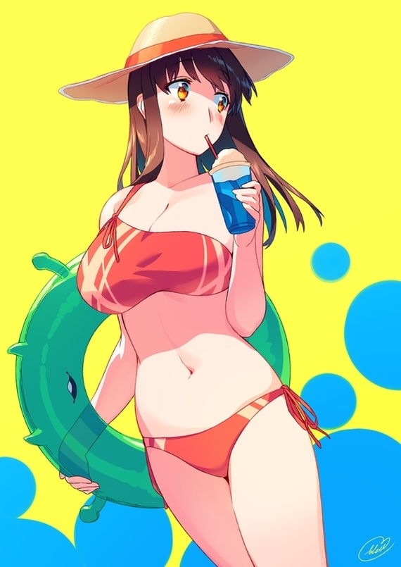 Akagi - NSFW, Kantai collection, Akagi, Swimsuit, Summertime, Anime art, Anime, Summer