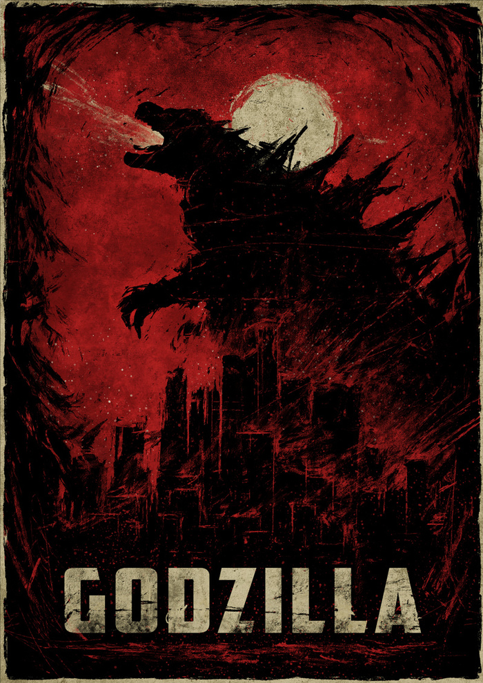 Godzilla. Quickposter - My, Godzilla, Poster, Longpost, Movies, Drawing, Digital drawing