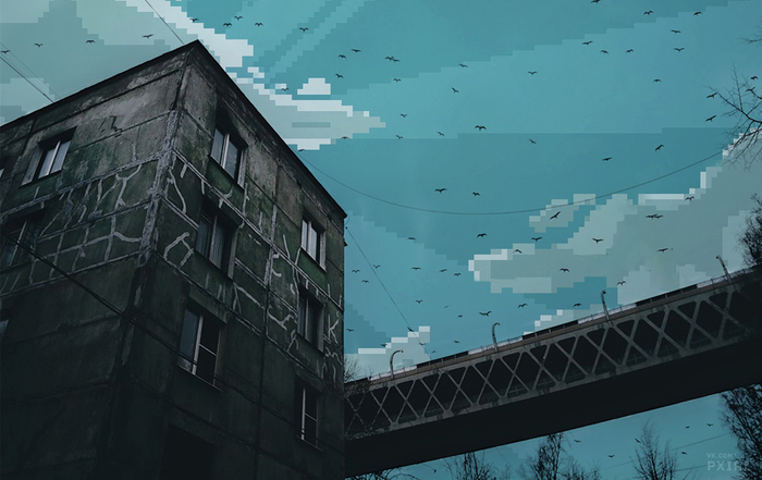 «Восьмибитное небо» Pixel art, Pixel c, Pixel 2, Длиннопост