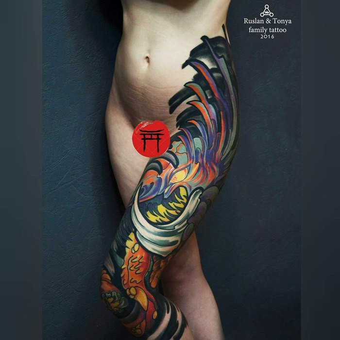 Кайдзю - NSFW, Тату, Лига любителей татуировки, Tattoo, Девушка с тату