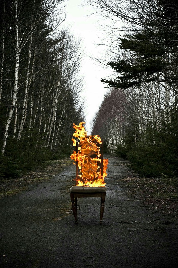 Aesthetically. - Forest, Sadness, The photo, Chair, Fire, Оригинально, Aesthetics, Unusual
