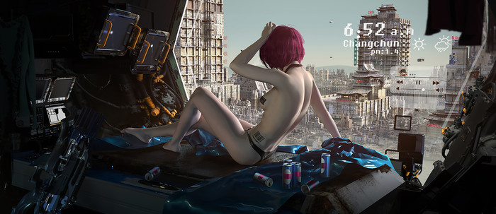 My City - Art, Drawing, Wallpaper, Beautiful girl, Futurism, Future, 