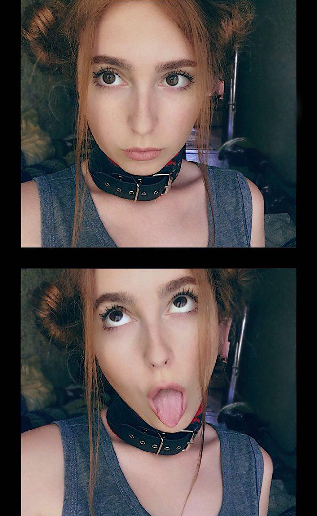 Mya - My, The photo, Redheads, Ahegao, Collar