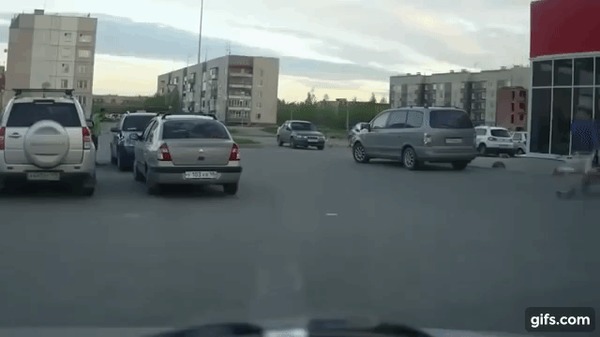 ДТП на парковке ДТП, Парковка, Тележка, Гифка