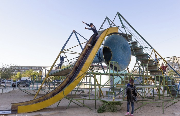 How they prepared for astronauts in the city of Shevchenko (now Aktau) - Kazakhstan, Aktau, Shevchenko, The photo, Slide, Playground