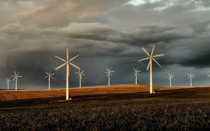 Before the storm. - The photo, Landscape, Field, The clouds, Wind generator