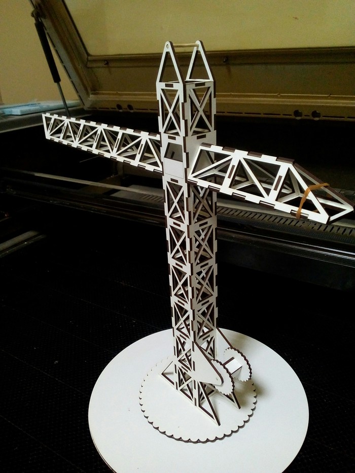 tower crane - My, CNC, Laser cutting, For children, Author's toy, Longpost