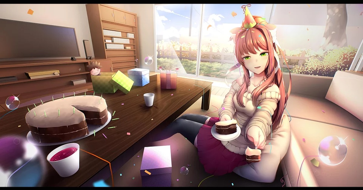 Our time 2. Monika DDLC. Комната Моники ДДЛК. Моника ДДЛК день рождения. Моника, игра 