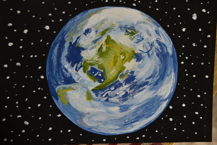 Painted the Earth with gouache - My, Land, Planet, Space, Gouache