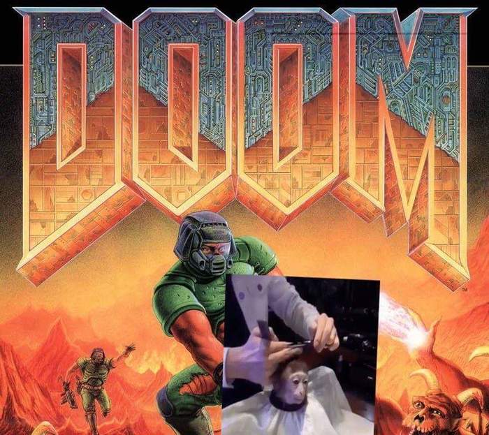 Талантливый парень DoomGuy - Doom, Фотошоп мастер, Reddit, Обезьяна, Стрижка, Doomguy