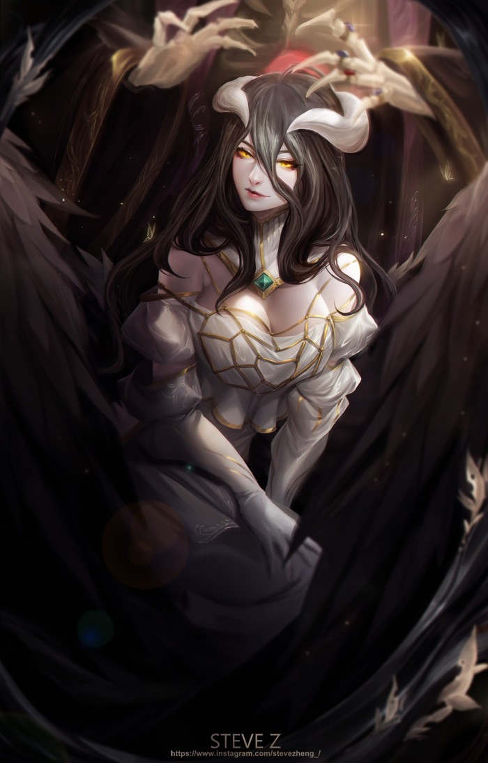 Albedo - Anime art, Drawing, Anime, Overlord, Albedo, Steve Zheng